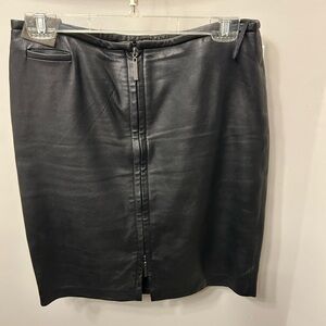 Express Black Leather Pencil Skirt. Zipped front